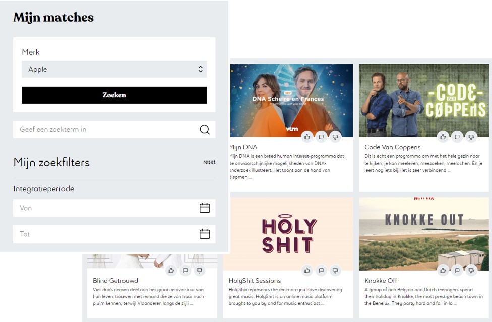 Matches en filters in Famework